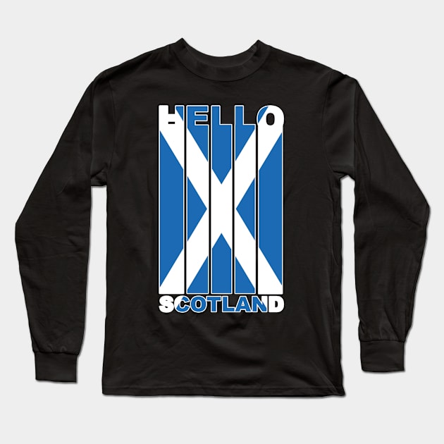 Hello Scotland Vertical Scotland Flag Long Sleeve T-Shirt by DPattonPD